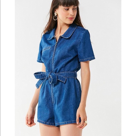 uo hello sunshine denim romper